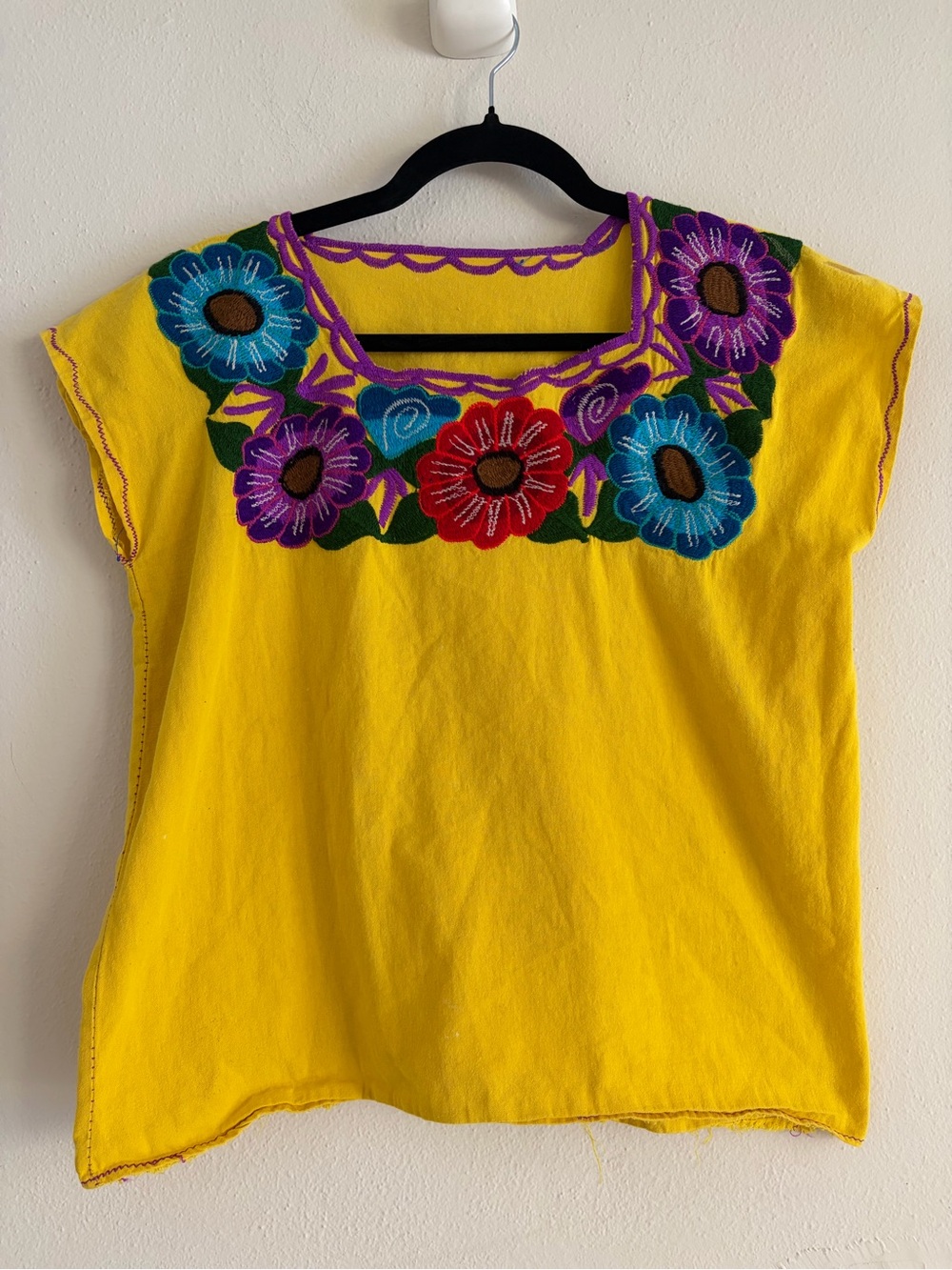 Handmade Embroidered Floral Mexican Top